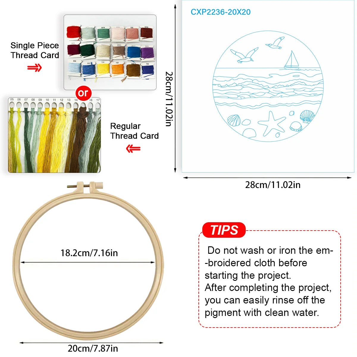 Embroidery DIY Starter Kit - Seaside Beach Day