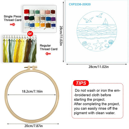 Embroidery DIY Starter Kit - Seaside Beach Day