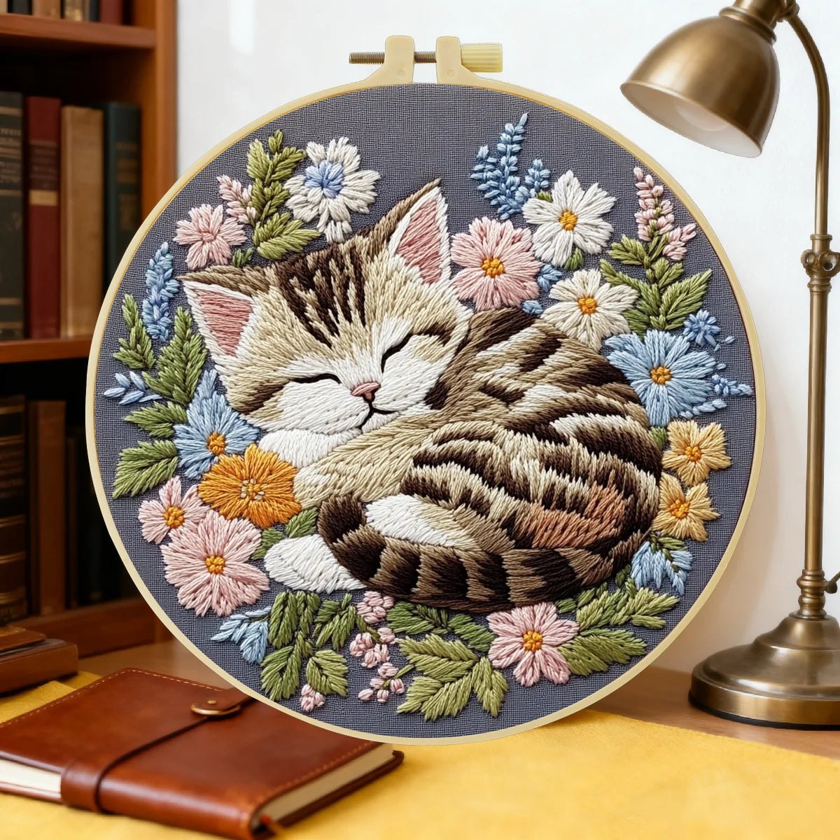 Embroidery DIY Starter Kit - Sleeping Kitten