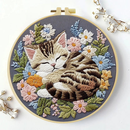 Embroidery DIY Starter Kit - Sleeping Kitten