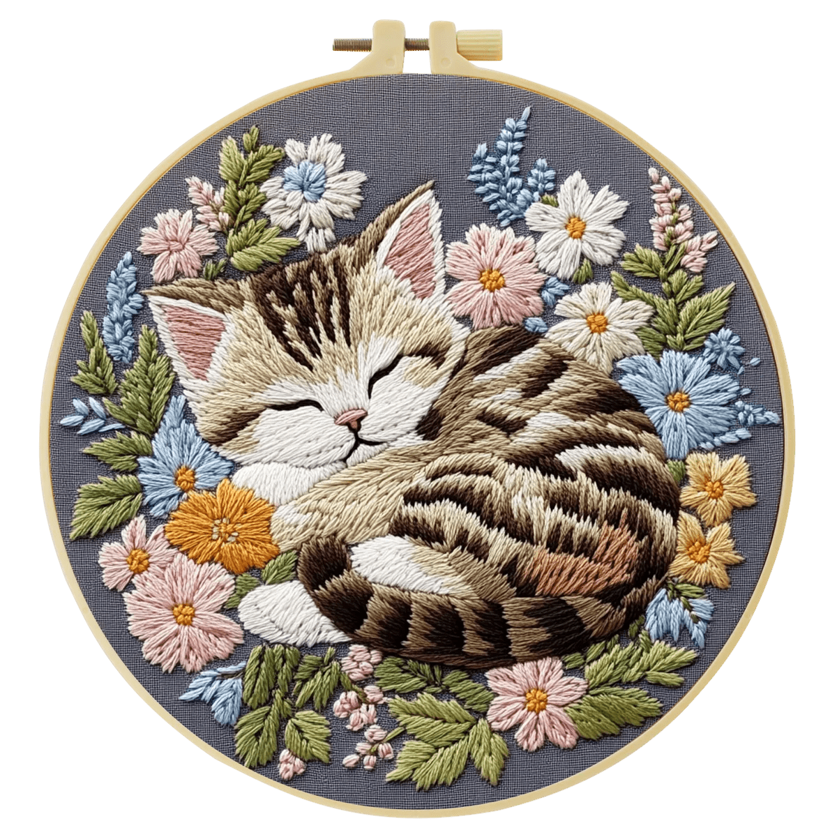 Embroidery DIY Starter Kit - Sleeping Kitten