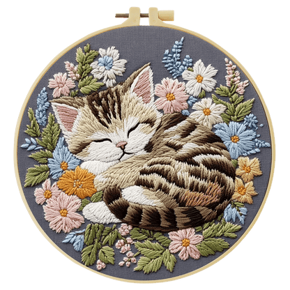 Embroidery DIY Starter Kit - Sleeping Kitten