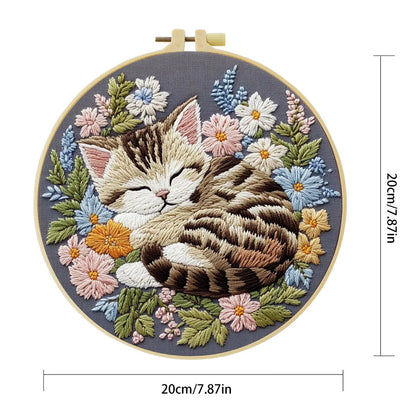 Embroidery DIY Starter Kit - Sleeping Kitten