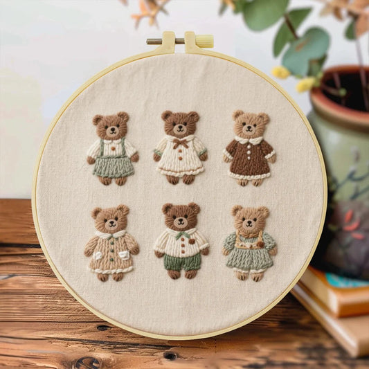 Embroidery DIY Starter Kit - Teddy Bear Bunch