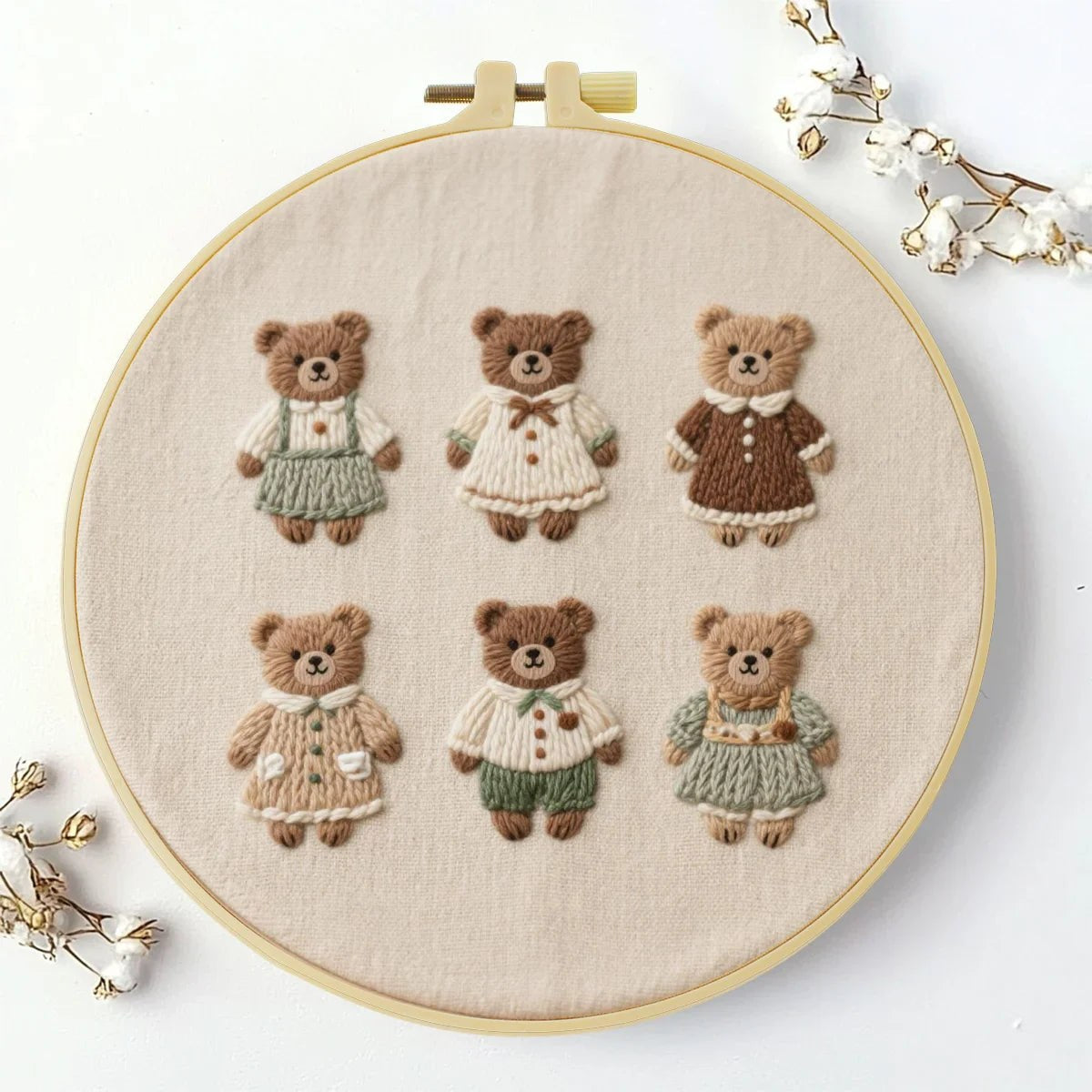 Embroidery DIY Starter Kit - Teddy Bear Bunch