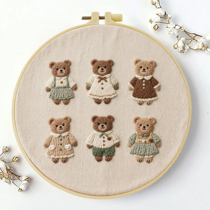 Embroidery DIY Starter Kit - Teddy Bear Bunch