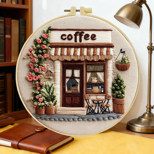 Embroidery DIY Starter Kit - Vintage Coffee Shop