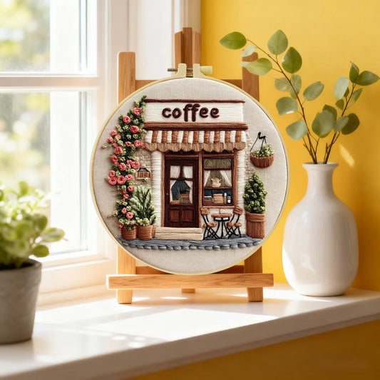 Embroidery DIY Starter Kit - Vintage Coffee Shop