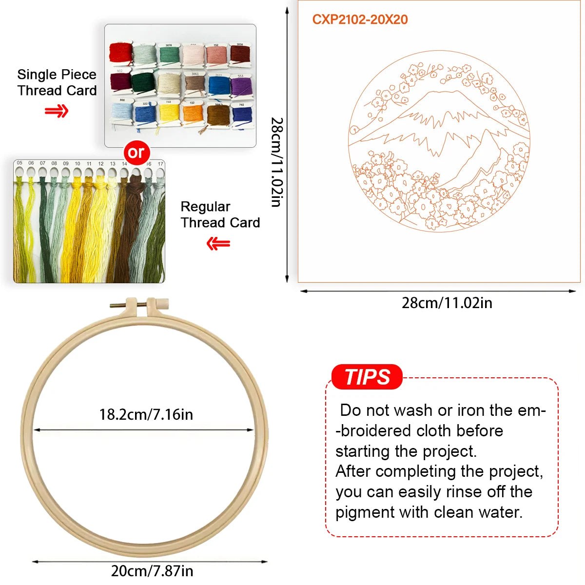 Embroidery DIY Starter Kit - Winter Mt Fuji