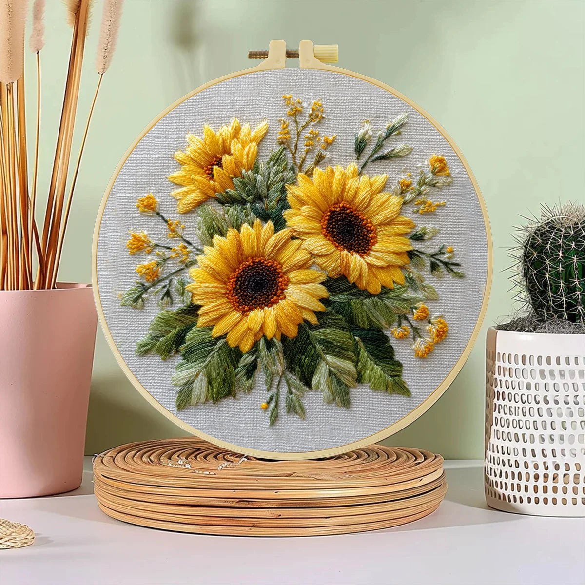 Embroidery DIY Starter Kit - Yellow Carnations