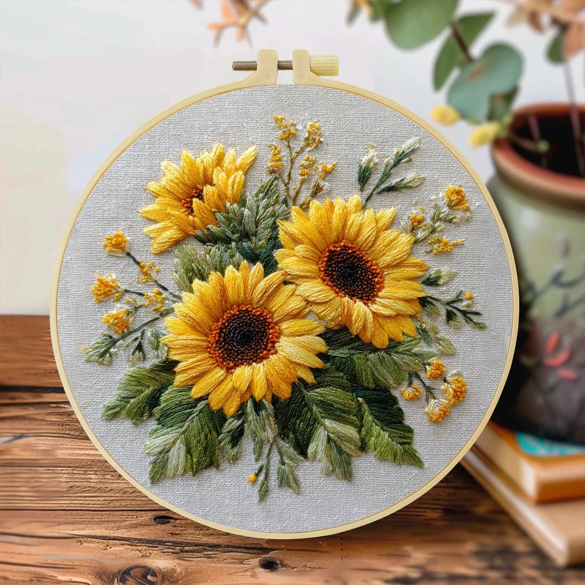 Embroidery DIY Starter Kit - Yellow Carnations