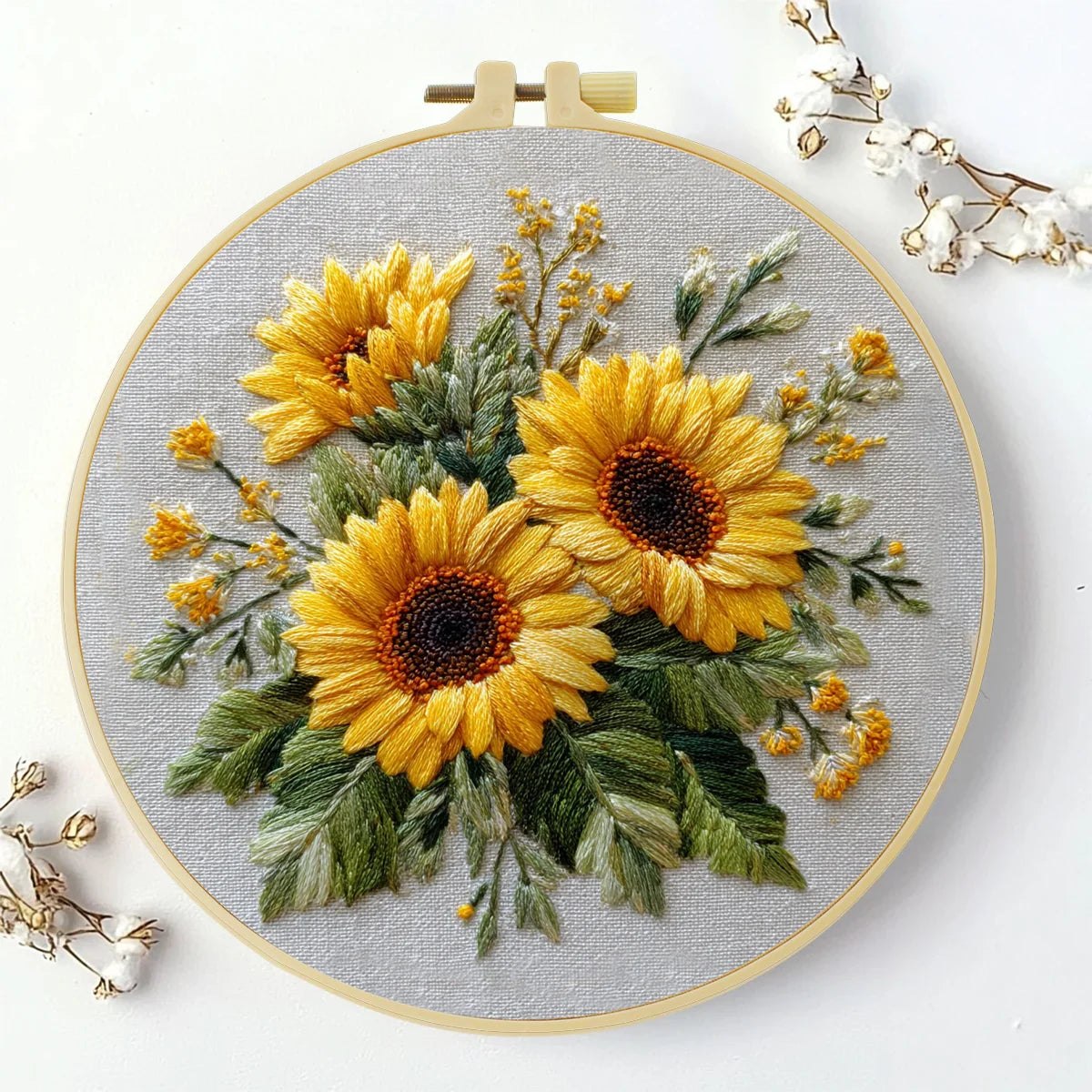 Embroidery DIY Starter Kit - Yellow Carnations