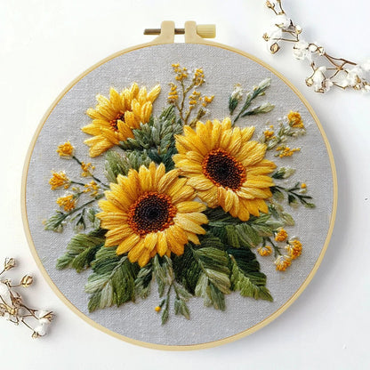 Embroidery DIY Starter Kit - Yellow Carnations