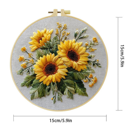 Embroidery DIY Starter Kit - Yellow Carnations