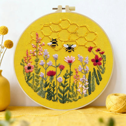 Embroidery DIY Starter Kit - Yellow Honey Bees