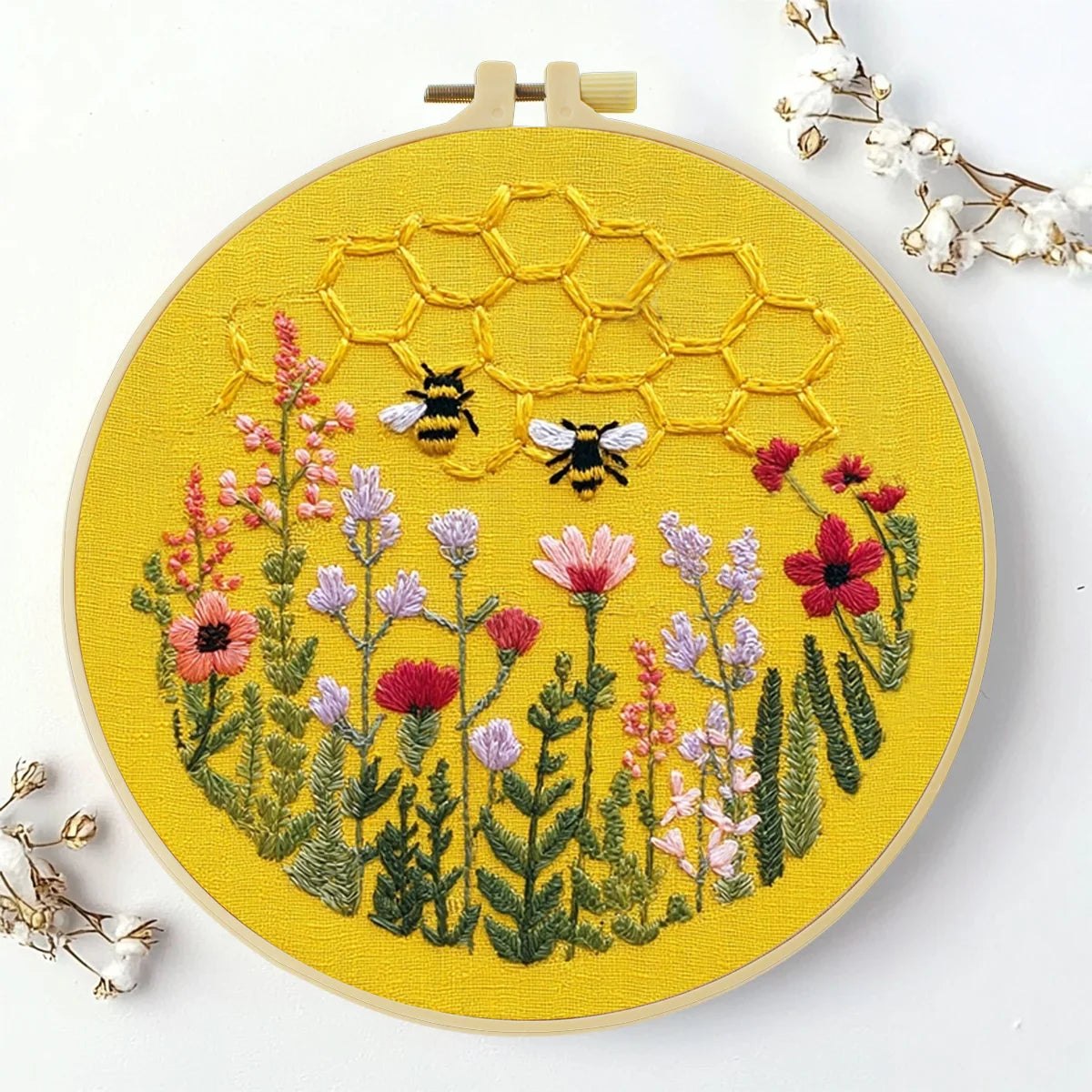 Embroidery DIY Starter Kit - Yellow Honey Bees