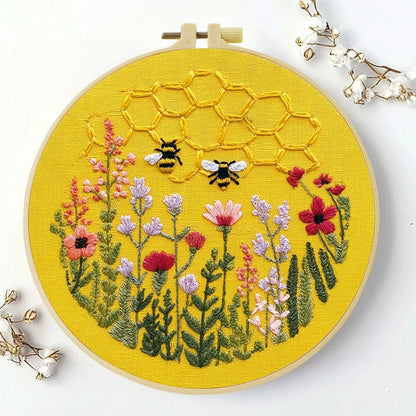 Embroidery DIY Starter Kit - Yellow Honey Bees