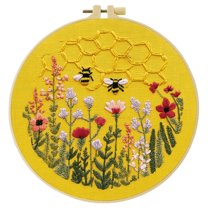 Embroidery DIY Starter Kit - Yellow Honey Bees