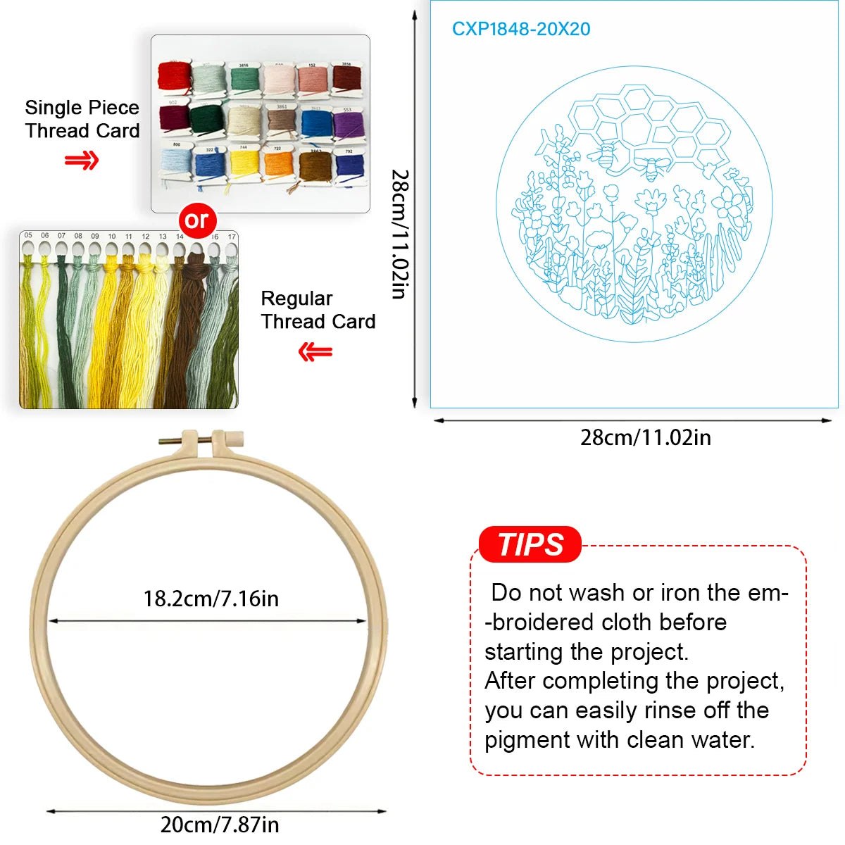 Embroidery DIY Starter Kit - Yellow Honey Bees