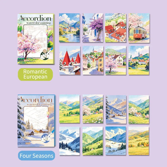 Folding Watercolour painting book set