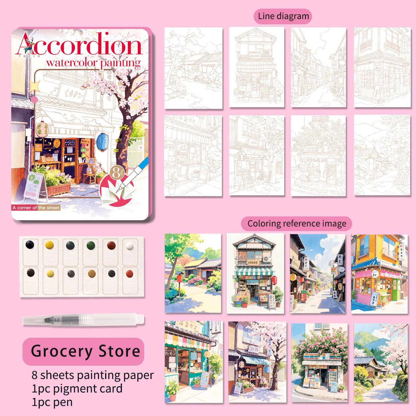 Folding Watercolour painting book set