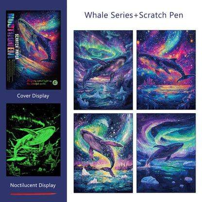 Glow in the Dark DIY Scratch Painting Set 4 Pcs/Set A4 - Whale