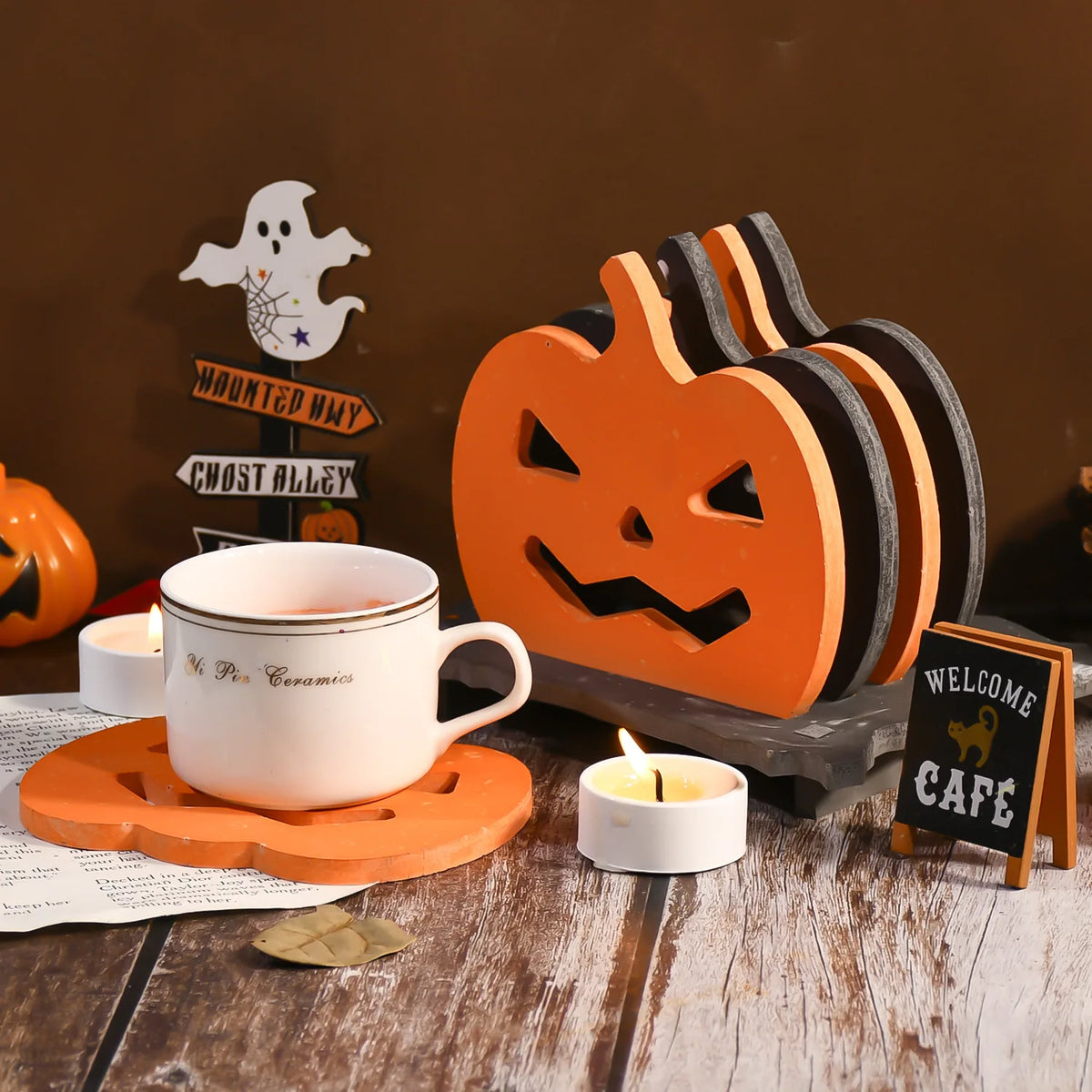 Halloween Scary Pumpkin Silicone Mould Coaster Set