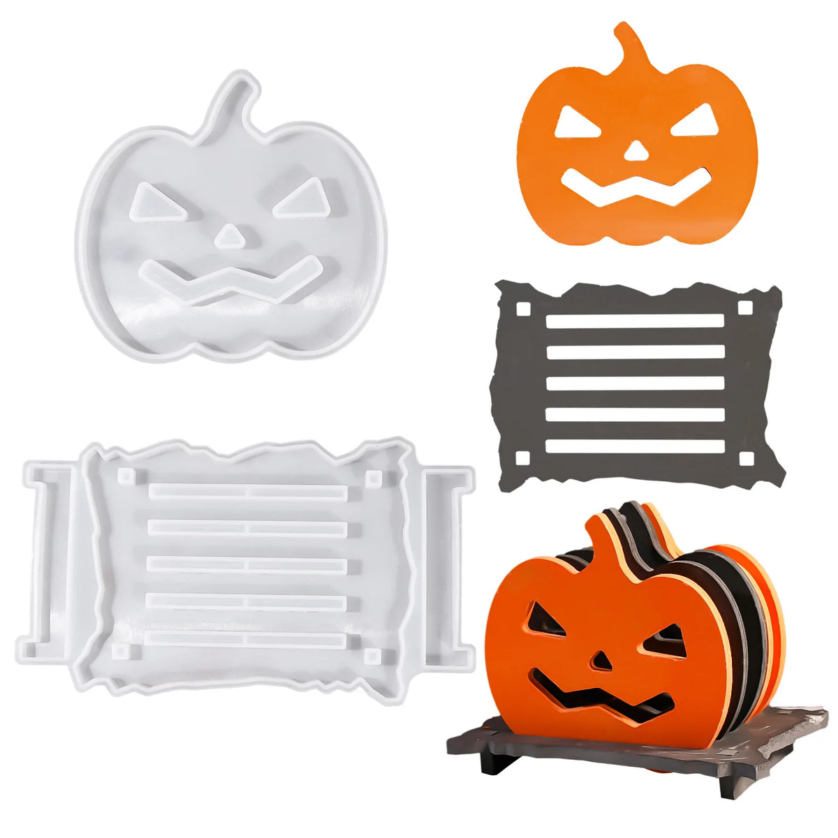 Halloween Scary Pumpkin Silicone Mould Coaster Set