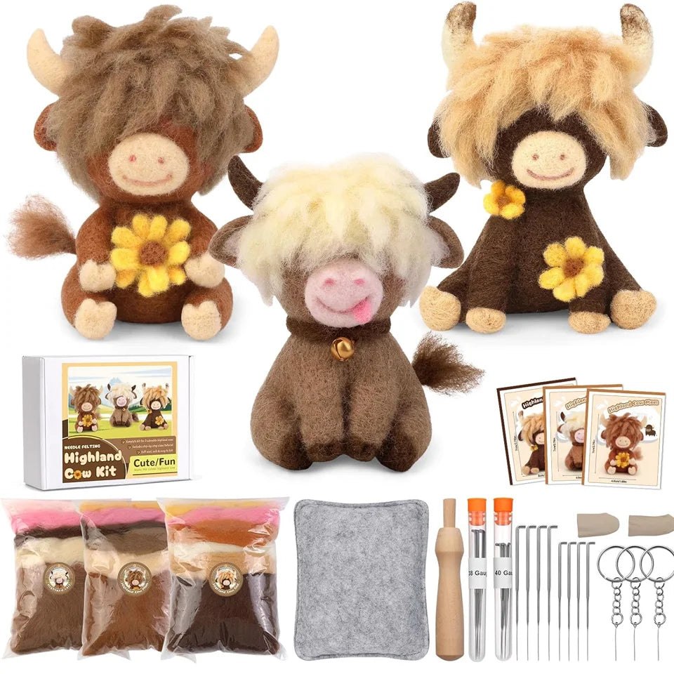Highlander Hairy Cow Wool Felting Keyring Craft Kit