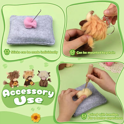 Highlander Hairy Cow Wool Felting Keyring Craft Kit