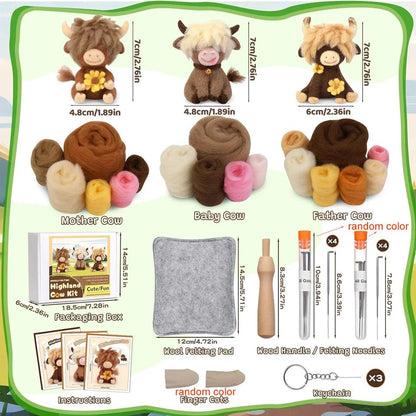 Highlander Hairy Cow Wool Felting Keyring Craft Kit