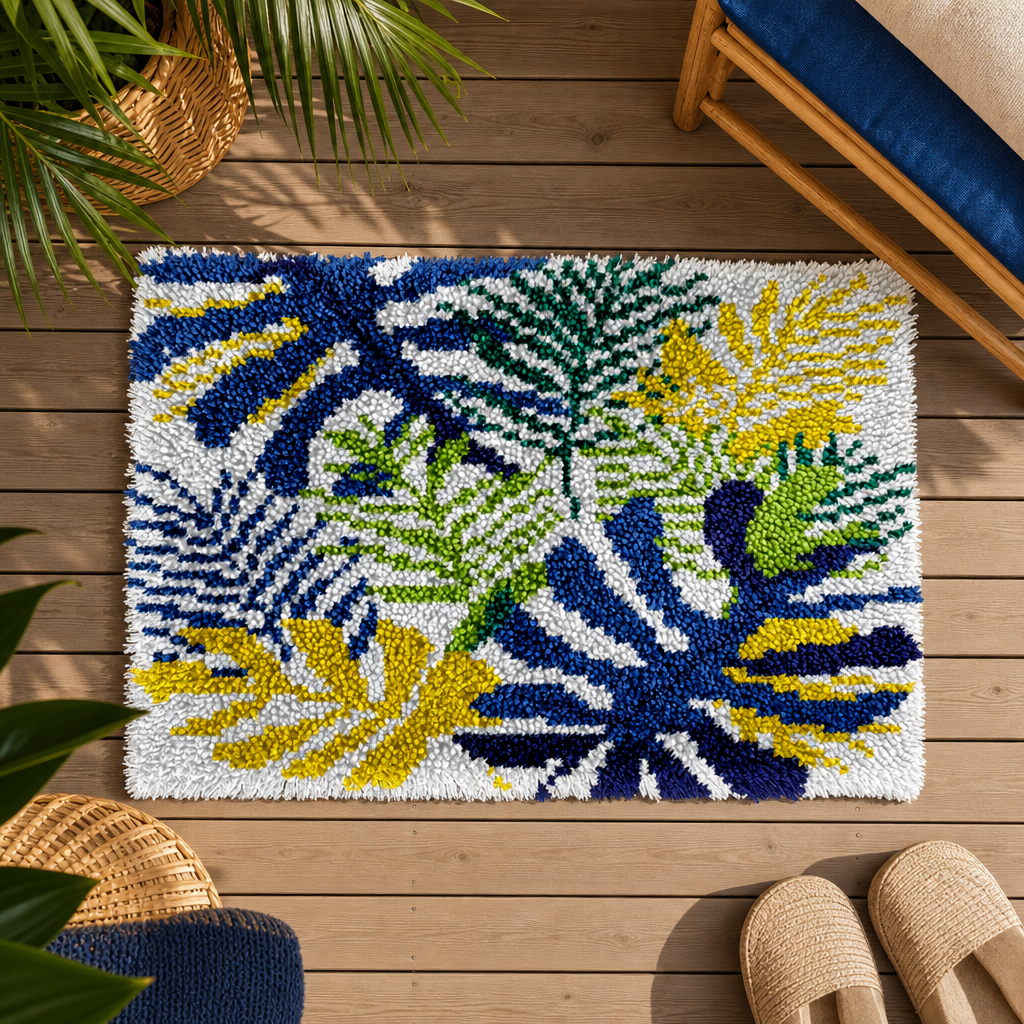 Latch Hook Rug Making Kit - Tropical Monstera Paradise - 40x60cm