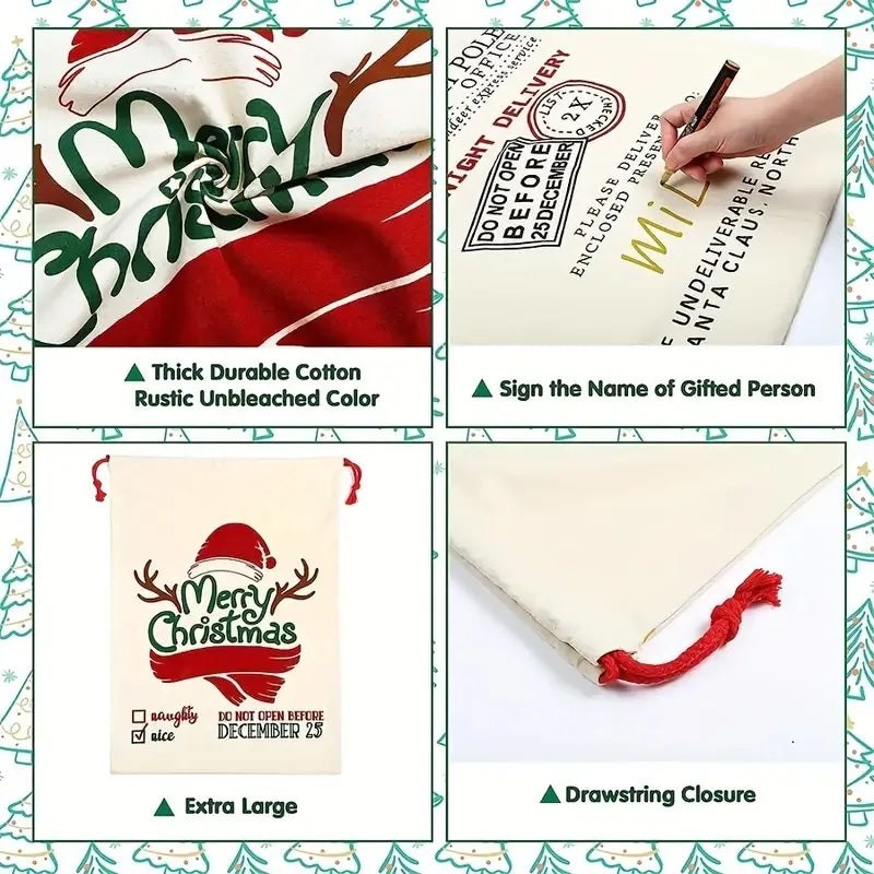 Large Canvas Christmas Santa Sacks