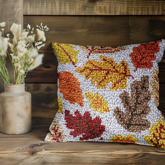 Latch Hook Pillow Making Kit - Autumn Delight Fallen Leaves Design
