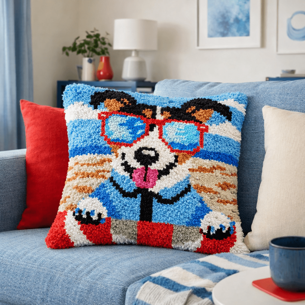 Latch Hook Pillow Making Kit - Beach Side Buddy - Crafting Adventure