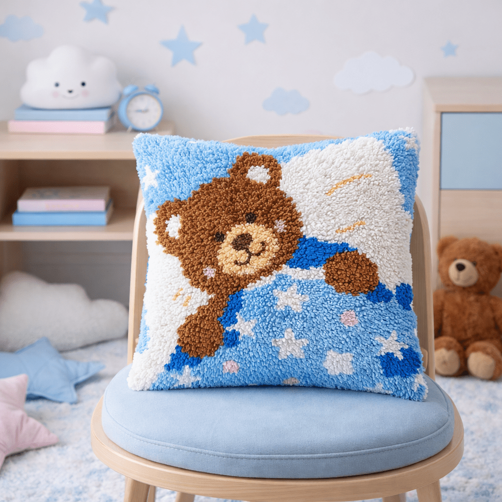 Latch Hook Pillow Making Kit - Bedtime Cuddles - Creative Craft Project