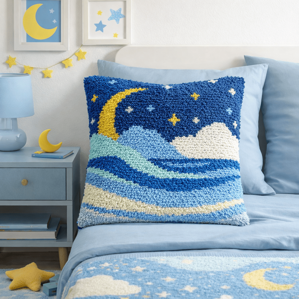 Latch Hook Pillow Making Kit - Bedtime Skies - Creative Craft Project