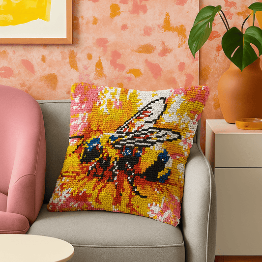 Latch Hook Pillow Making Kit - Bee Buzz Beauty - Crafting Fun