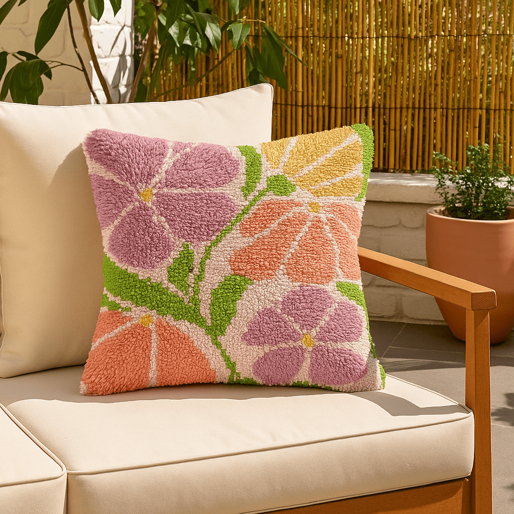 Latch Hook Pillow Making Kit - Boho Botanic Beauty - Crafting Adventure