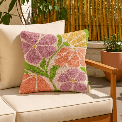 Latch Hook Pillow Making Kit - Boho Botanic Beauty - Crafting Adventure