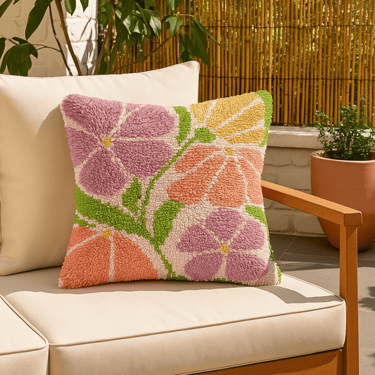 Latch Hook Pillow Making Kit - Boho Botanic Beauty - Crafting Adventure