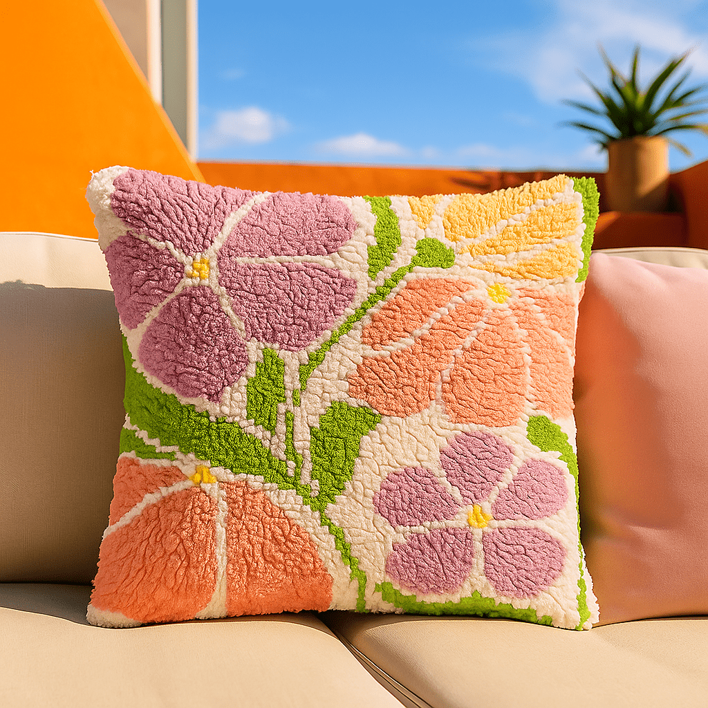 Latch Hook Pillow Making Kit - Boho Botanic Beauty - Crafting Adventure