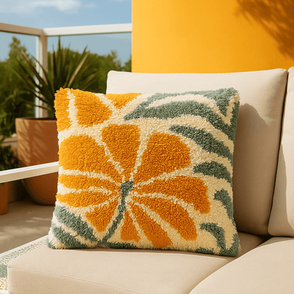 Latch Hook Pillow Making Kit - Boho Plush Petals - Creative Craft Project