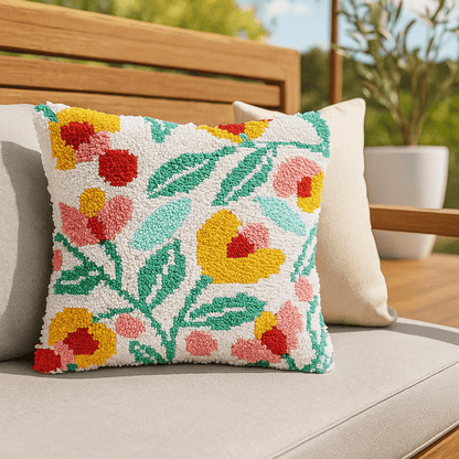 Latch Hook Pillow Making Kit - Botanical Beauty - Creative Craft Project