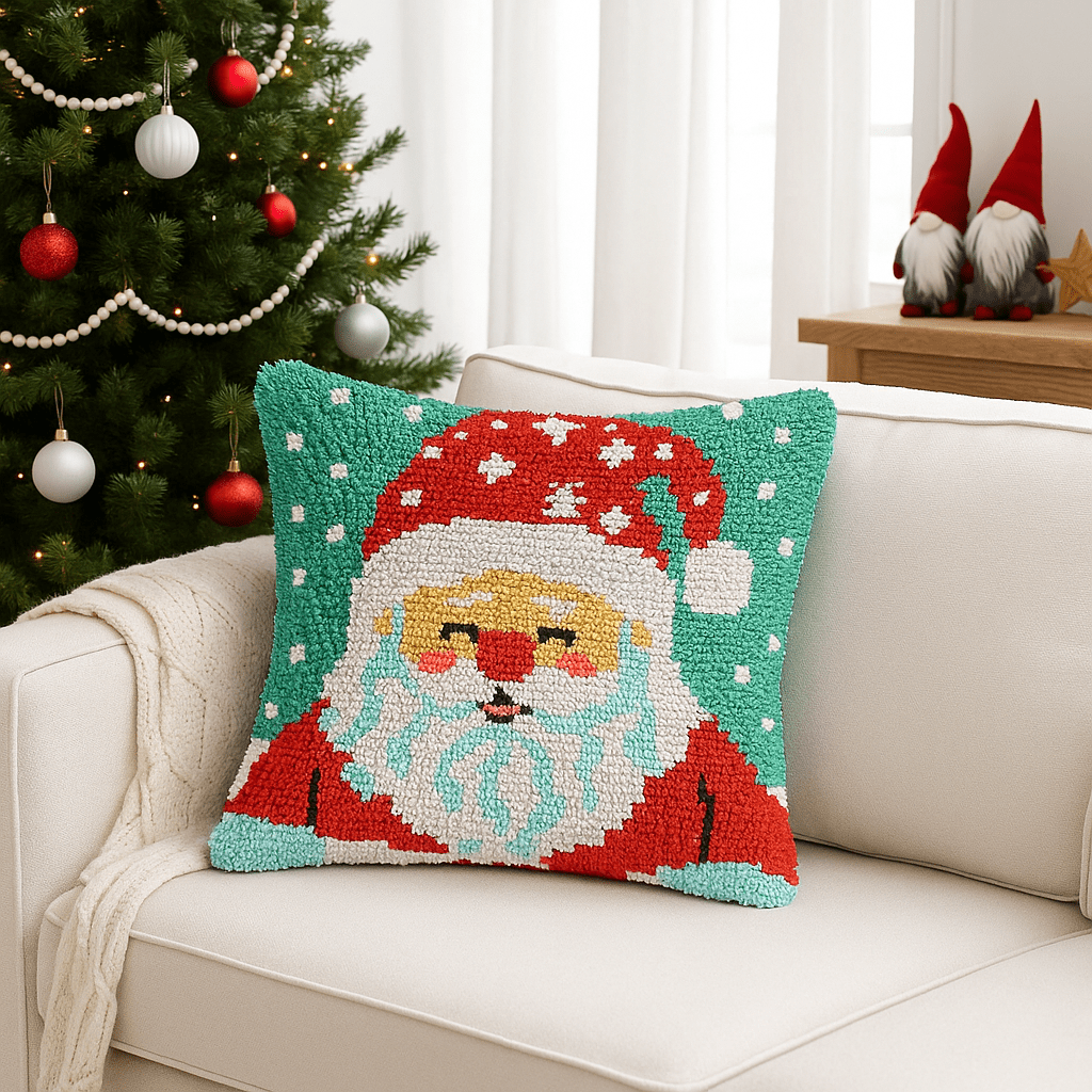 Latch Hook Pillow Making Kit - Christmas Penguin - Crafting Fun Kit