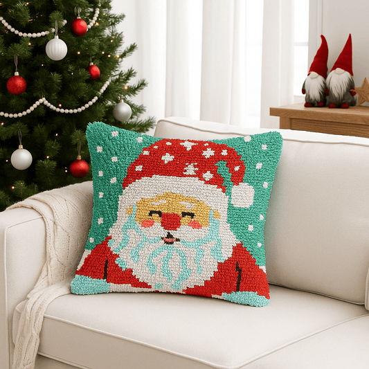 Latch Hook Pillow Making Kit - Christmas Penguin - Crafting Fun Kit