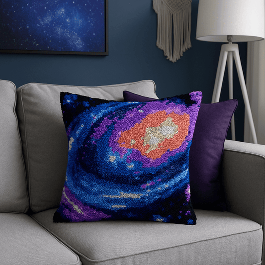 Latch Hook Pillow Making Kit - Cosmic Dream Swirl - Crafting Adventure