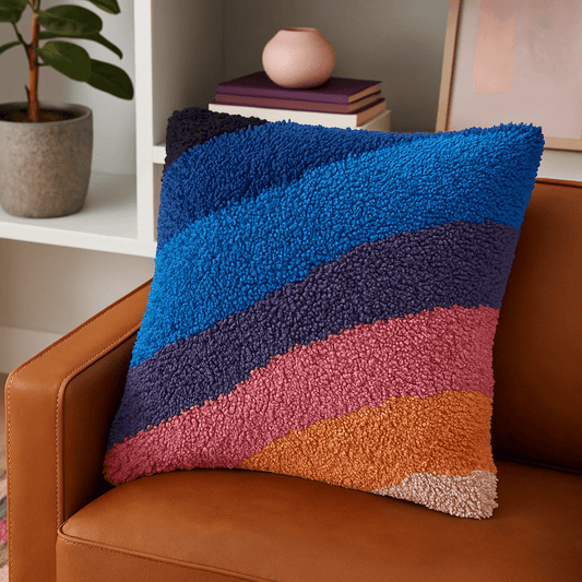 Latch Hook Pillow Making Kit - Diagonal Delight - Crafting Adventure