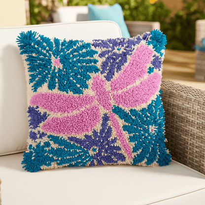 Latch Hook Pillow Making Kit - Dragonfly Delight - Crafting Fun
