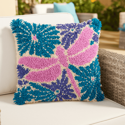 Latch Hook Pillow Making Kit - Dragonfly Delight - Crafting Fun